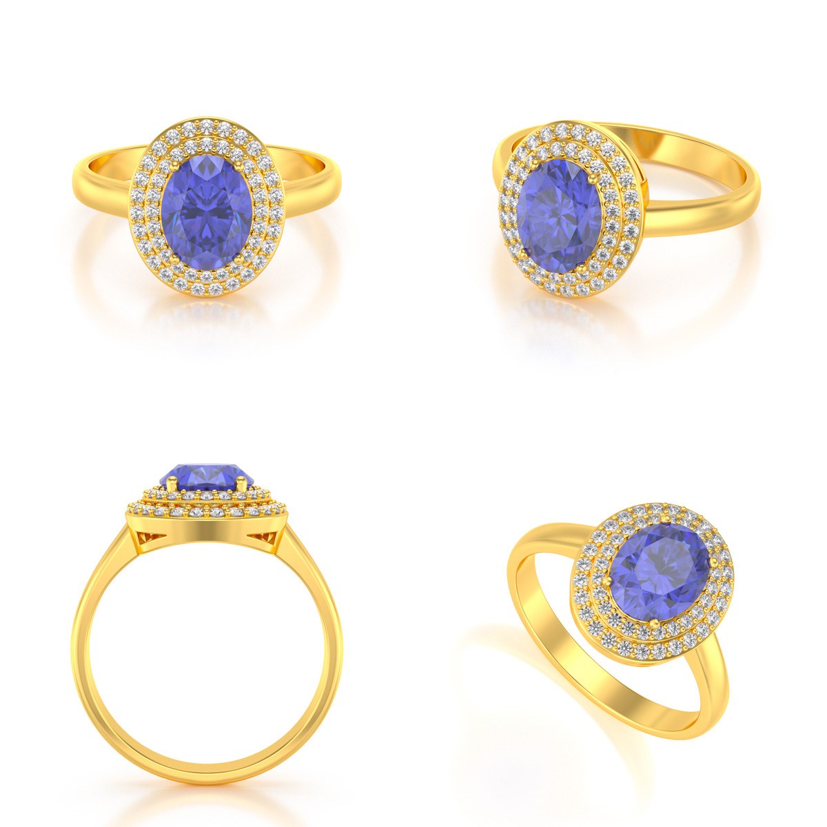 Bague en Or Jaune 750 et Tanzanite et Diamants d'Aden | Un Bijou Mystérieux