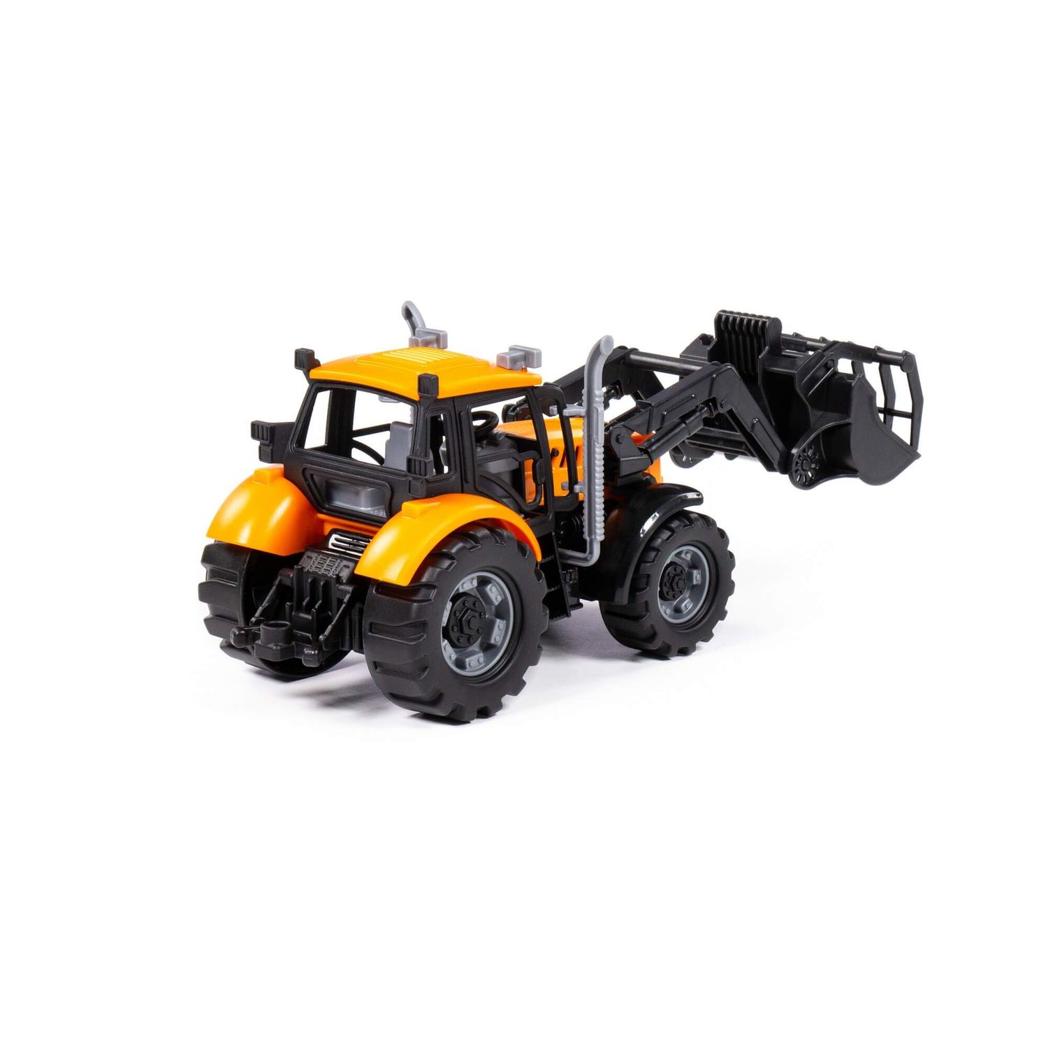 Polesie Spielzeug Traktor 91758, Schließschaufel, Radlader, Schwungantrieb orange
