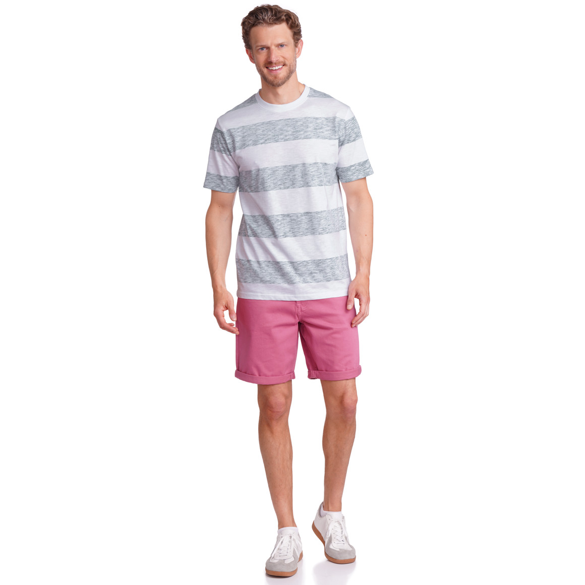 VanVaan Denim Herren T-Shirt mit Blockstreifen dunkelgrün / weiss