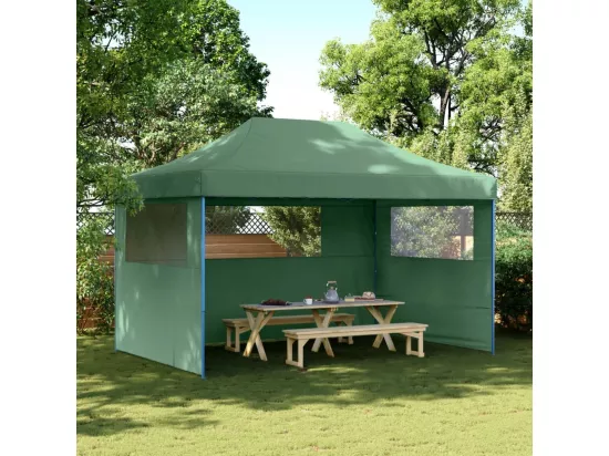 Tente de réception pliable escamotable 3 parois latérales vert