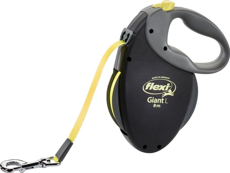 Flexi Giant Tape - Hondenriem - Zwart Geel - L - 8 meter - Actieve en Grote Honden