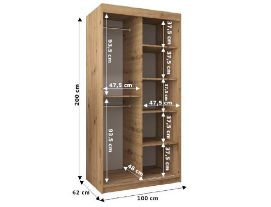 ABIKS MEUBLES - Armoire royal 200/100/62 2 portes (cachemire)