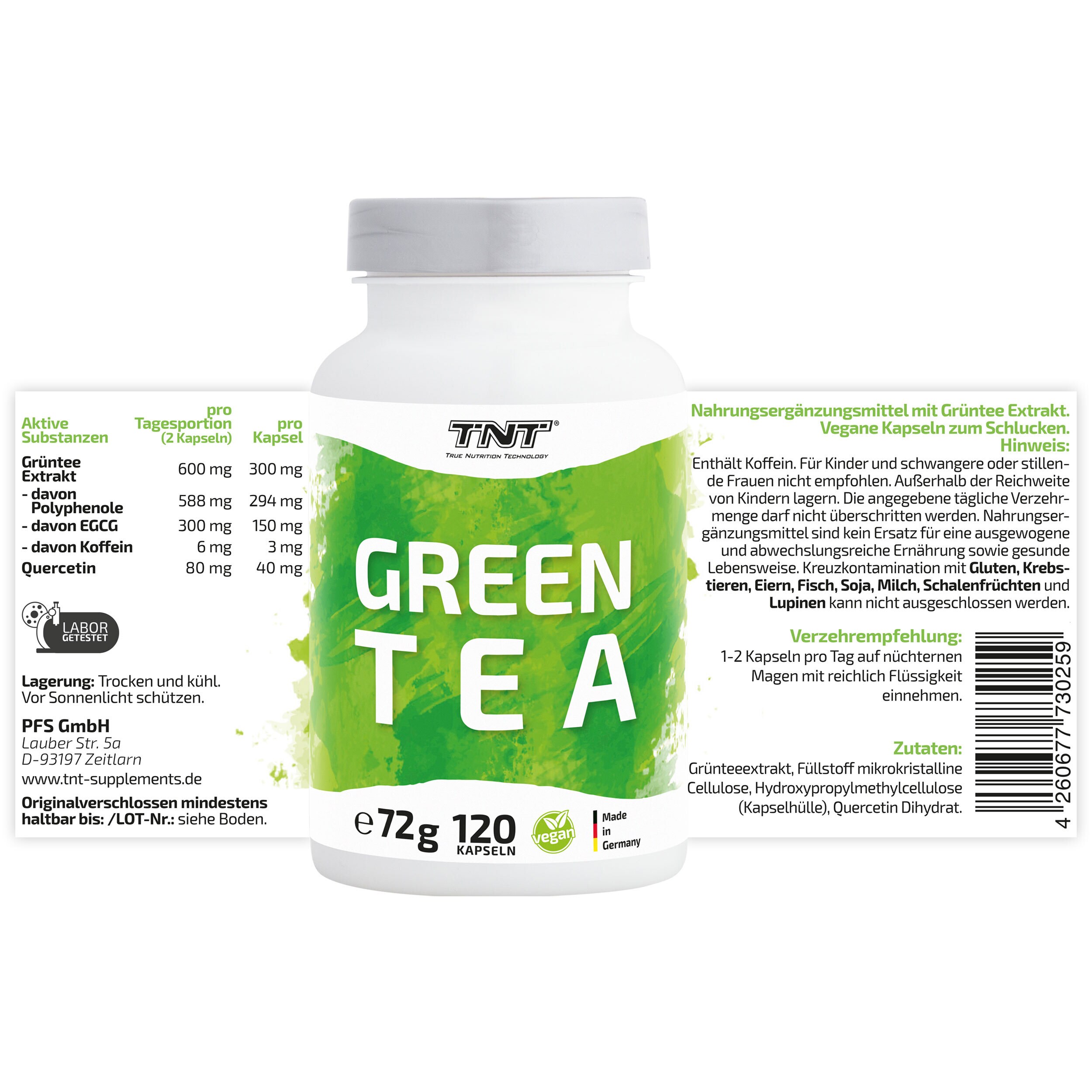 TNT Green Tea Kapseln kann bei Fettverlust unterstützen, schützt vor oxidativem Stress