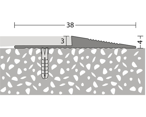 Aluminium oprijplaatprofiel, zilver, geperforeerd, 38 x 4 x 2500 mm