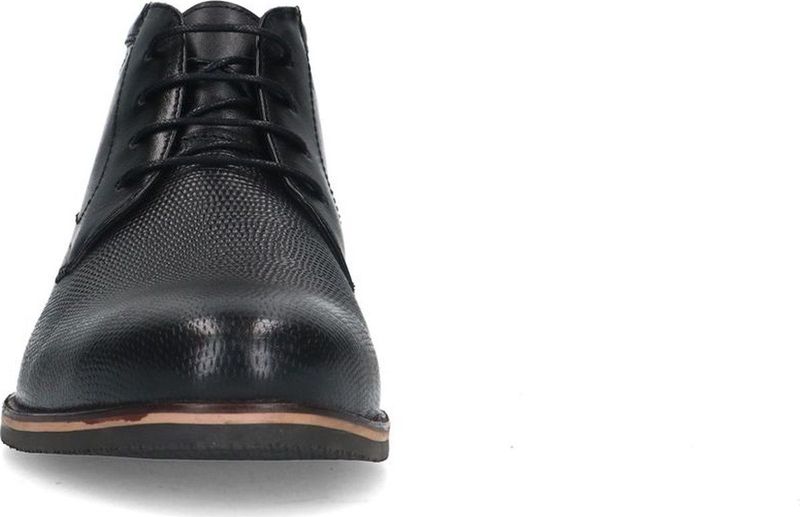 Manfield Leren Veterschoenen Zwart
