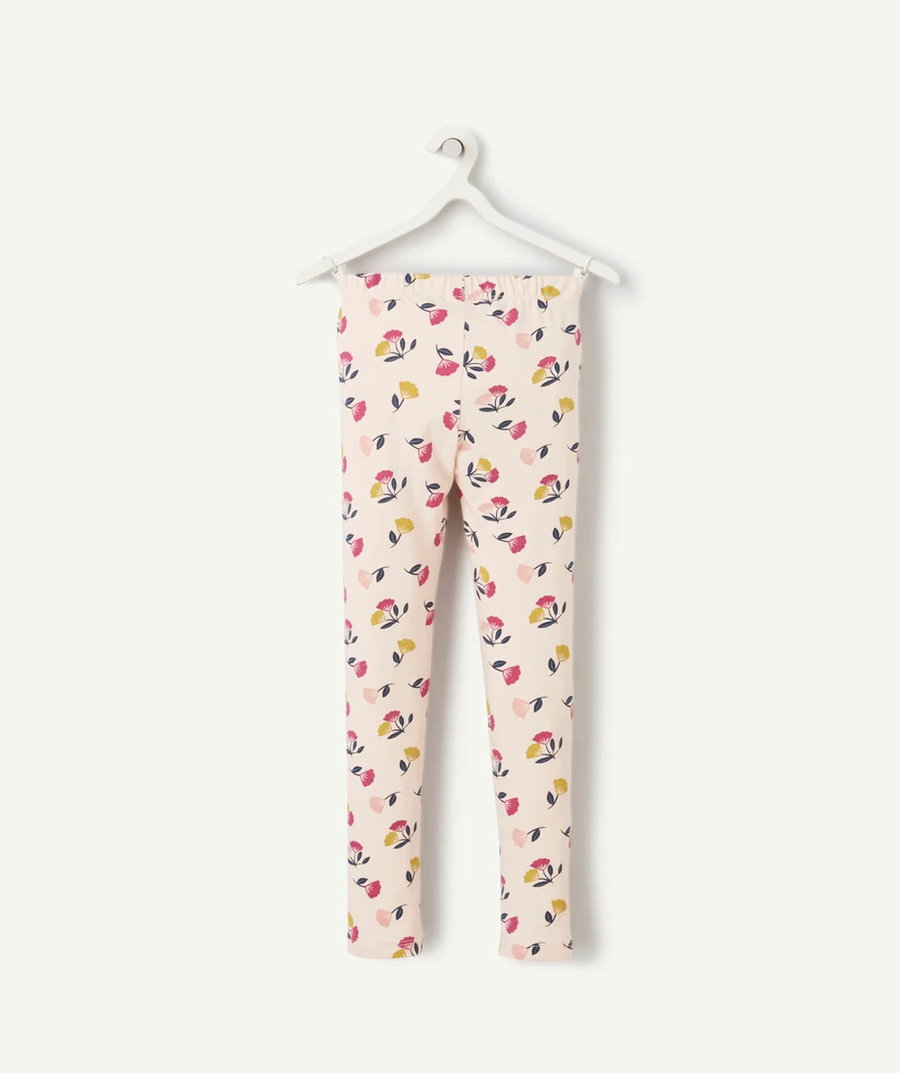 LEGGING FILLE EN COTON BIO ROSE IMPRIMÉ FLEURI