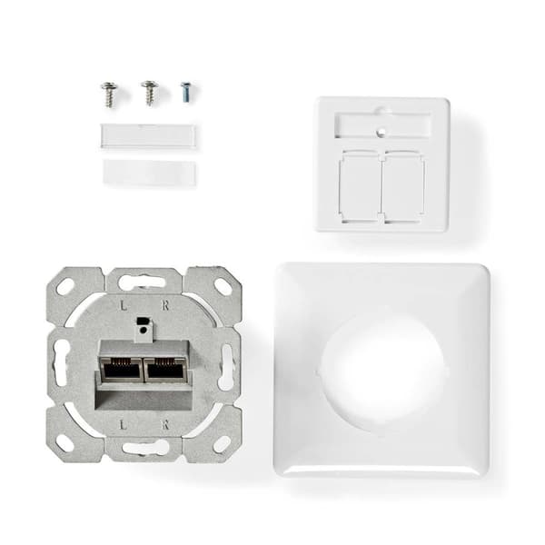 Nedis Nettverksveggboks | I veggen | 2-Port port(s) | CAT7 | Rett | Hunn | Gull belagt | PVC | Elfenben | Boks
