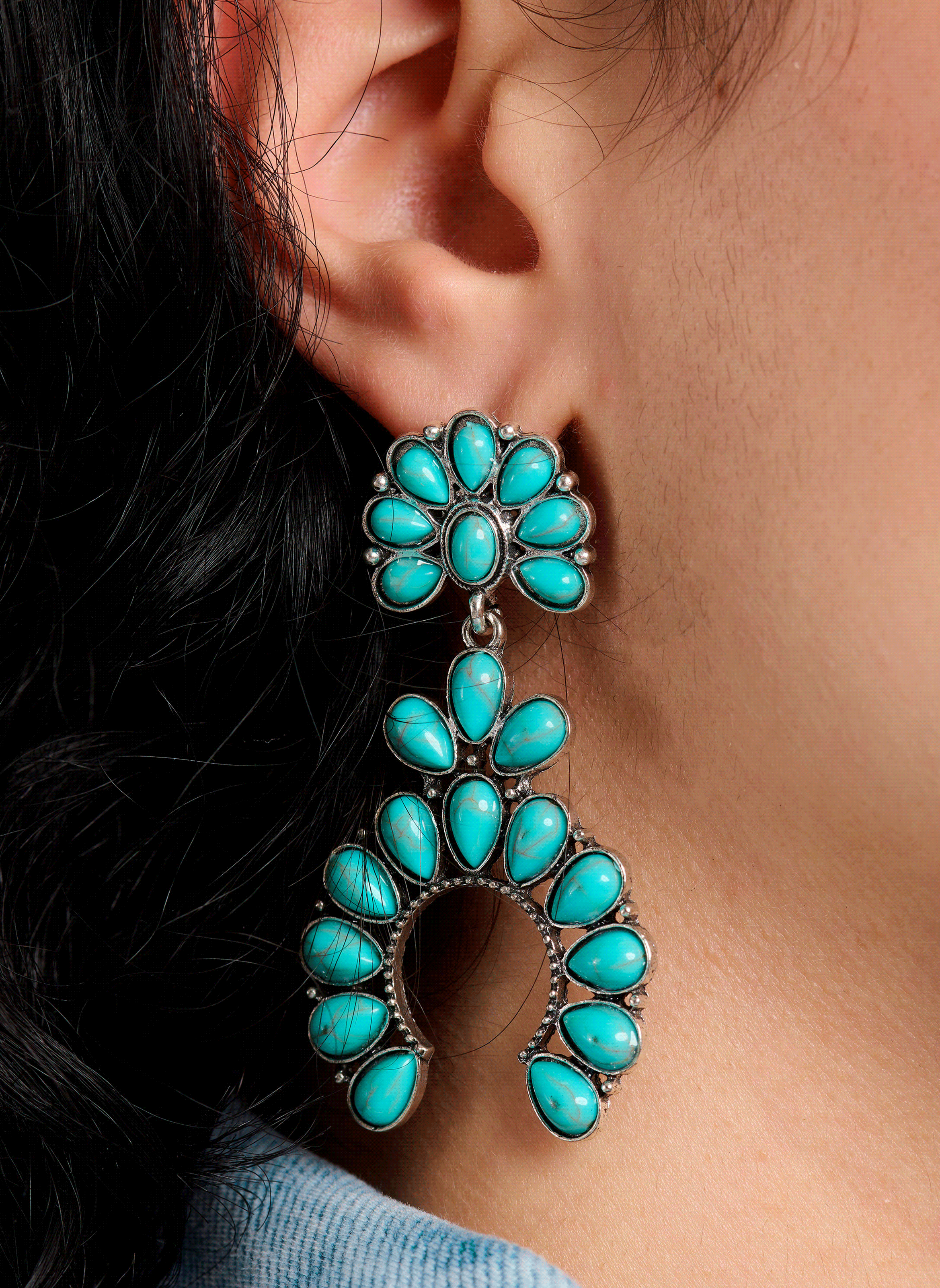 KANDEL - Boucles d'oreilles pendantes pour oreilles percées avec pierres en résine | Argent