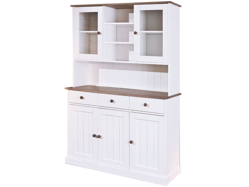 Buffet WESTERLAND - weiß-sepia - Kiefer massiv - 191 cm hoch
