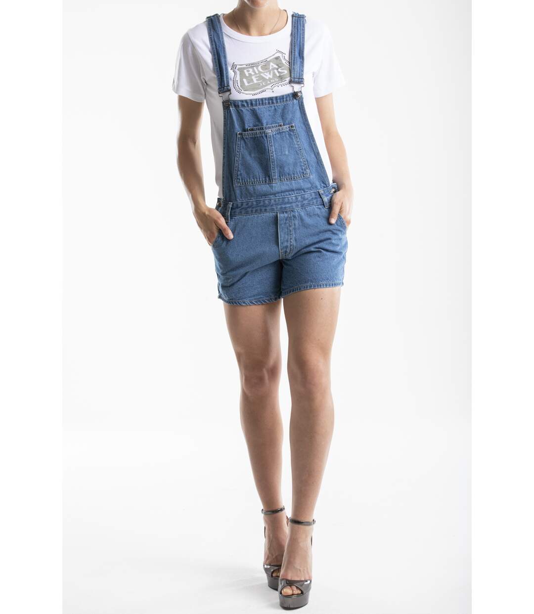 Salopette short en denim FANTINE denim