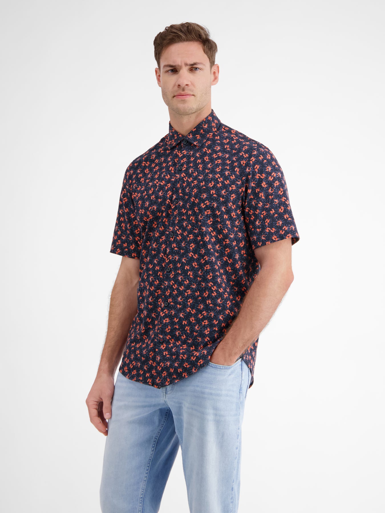 Herren Jerseyhemd, floral gemustert