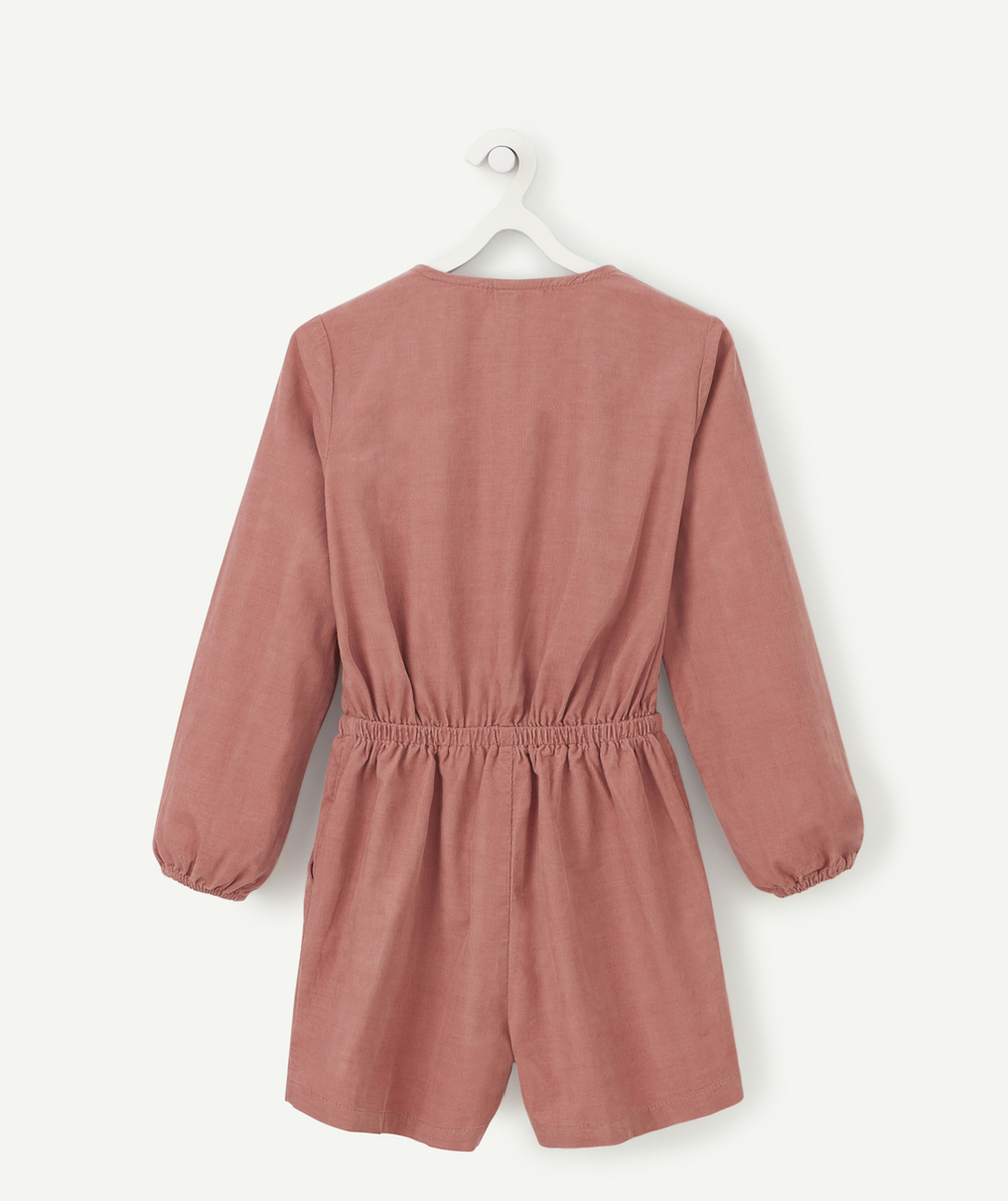 COMBISHORT À MANCHES LONGUES EN VELOURS VIEUX ROSE FILLE