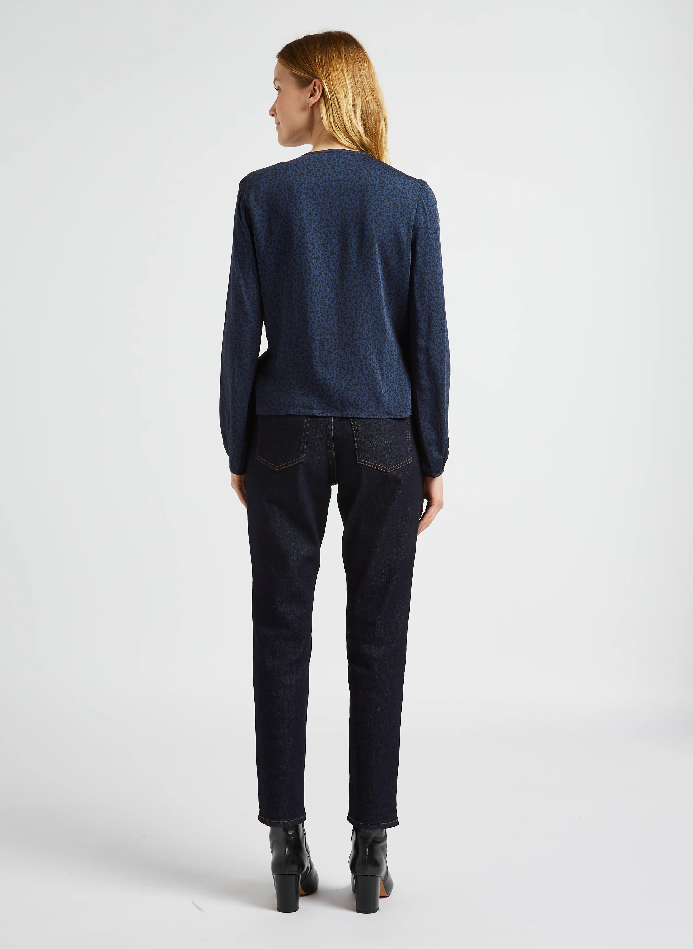 Jean droit en coton mélangé | Bleu