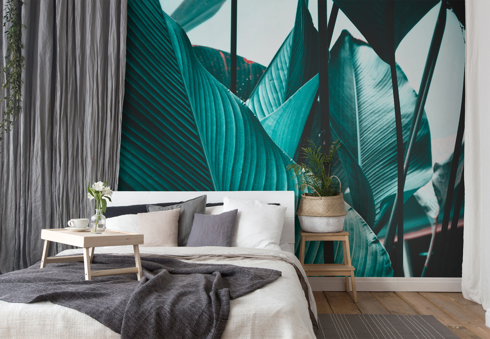 Fototapete DESIGNWALLS - blau-schwarz - Pflanze - 2,55 Meter