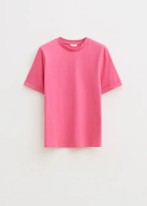 T-shirt met opgerolde mouwen roze (ROS.HOT)