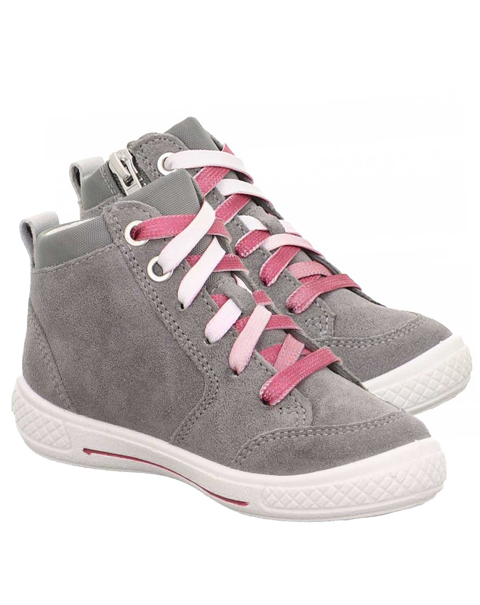 Leder-Sneaker TENSY SCHMETTERLING hoch in hellgrau