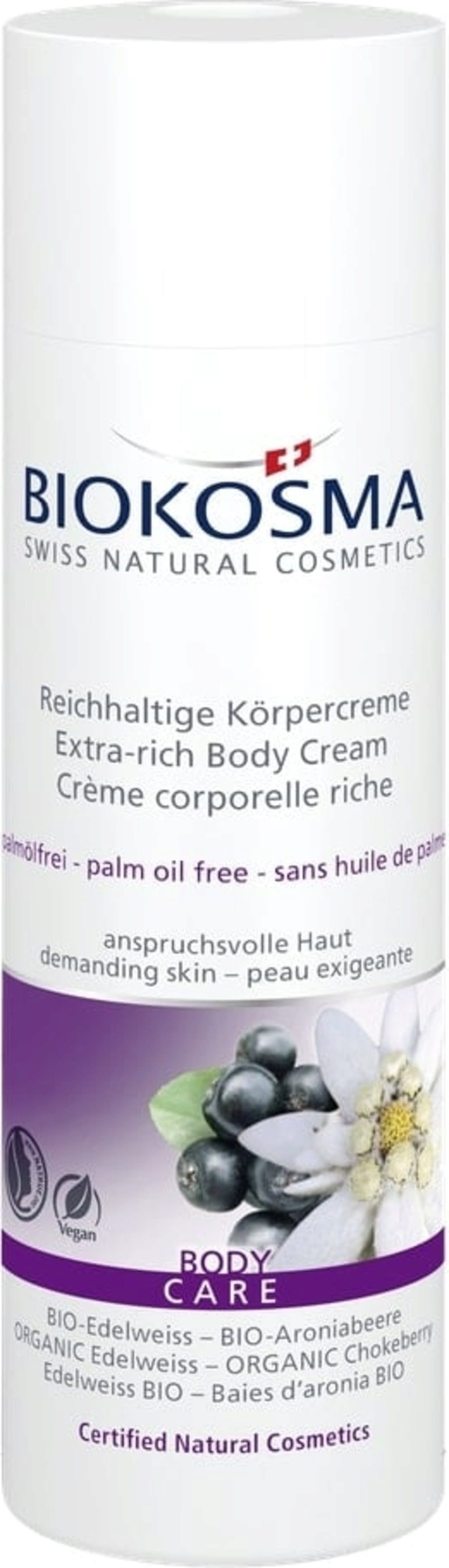 BIOKOSMA  Reichhaltige Körpercreme Bio-Edelweiß & -Aroniabeere, 200 ml
