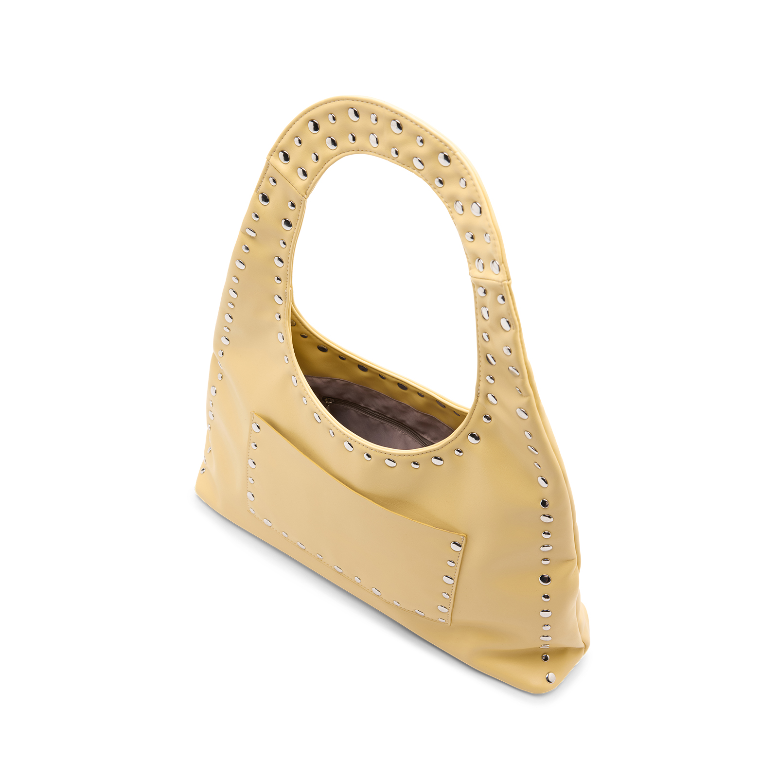 Gele handtas met zilveren studs