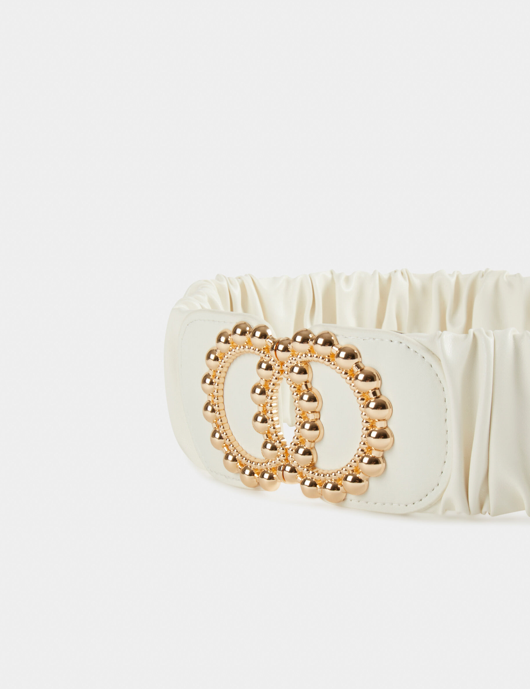 Ceinture élastiquée avec boucles blanc femme - blanc