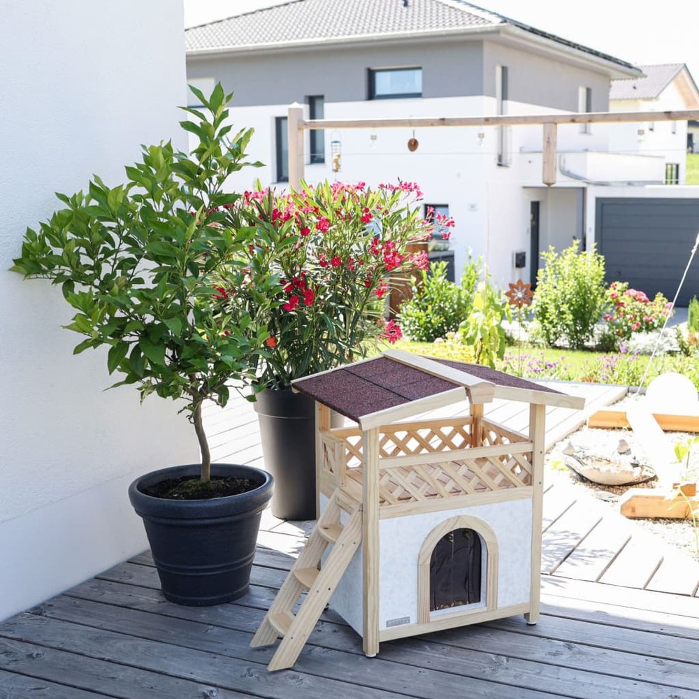 Maison pour chats tyrol alpin 88x57x77 cm marron clair