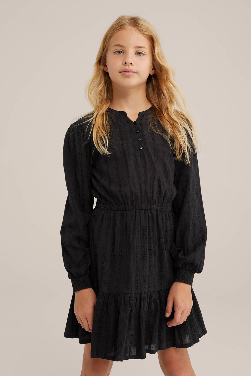 WE Fashion trapeze jurk zwart