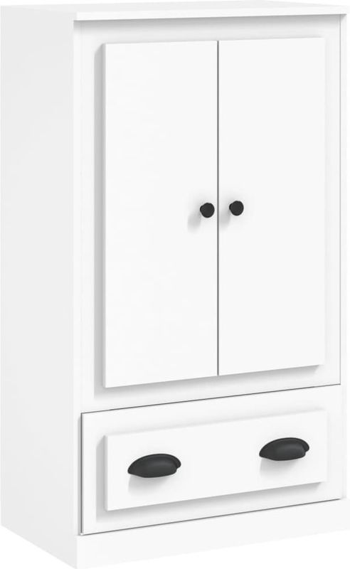 Hoge Kast - Wit - Bewerkt Hout - Scandinavisch Ontwerp