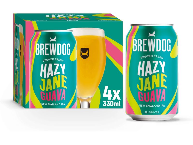 BrewDog Bier Hazy Jane Guava 4 x 0.33 l Trübes India Pale Ale aus Schottland