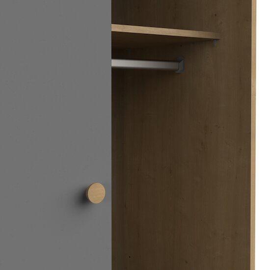 Gabin Armoire 1 porte + 1 tiroir   Chêne hamilton / Gris graphite        de               CBA Meubles