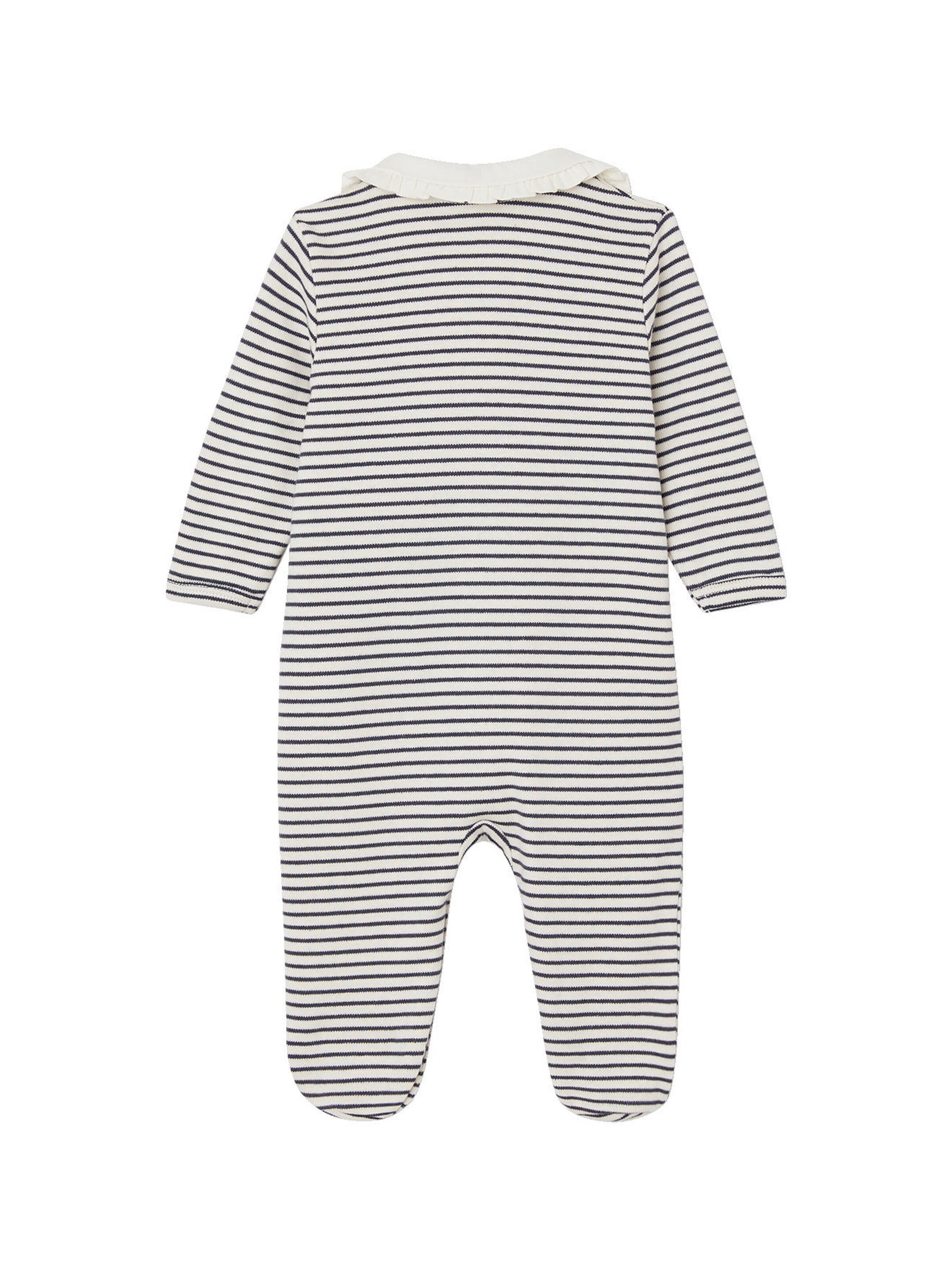 Vertbaudet 3er-Pack Baby Strampler aus Interlock HERZ wollweiß+gestreift+nachtblau