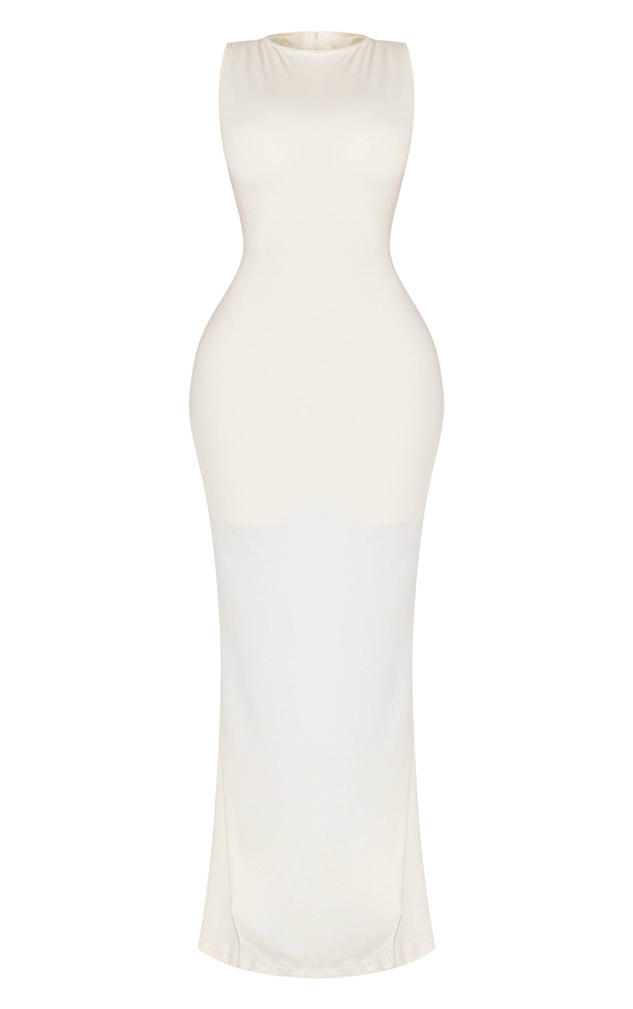 Crème Robe Maxi Moulante À Encolure Bateau Avec Gaine Sculptante Intégrée Shape