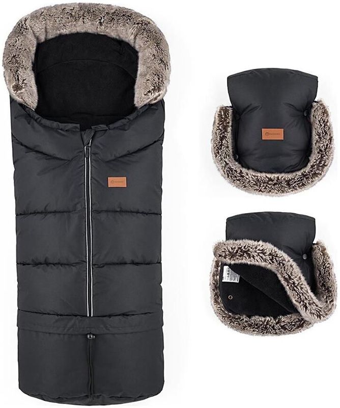 PETITE&MARS - 4-in-1 kinderwagen voetenzak ARCTIC + handschoenen Forever Black