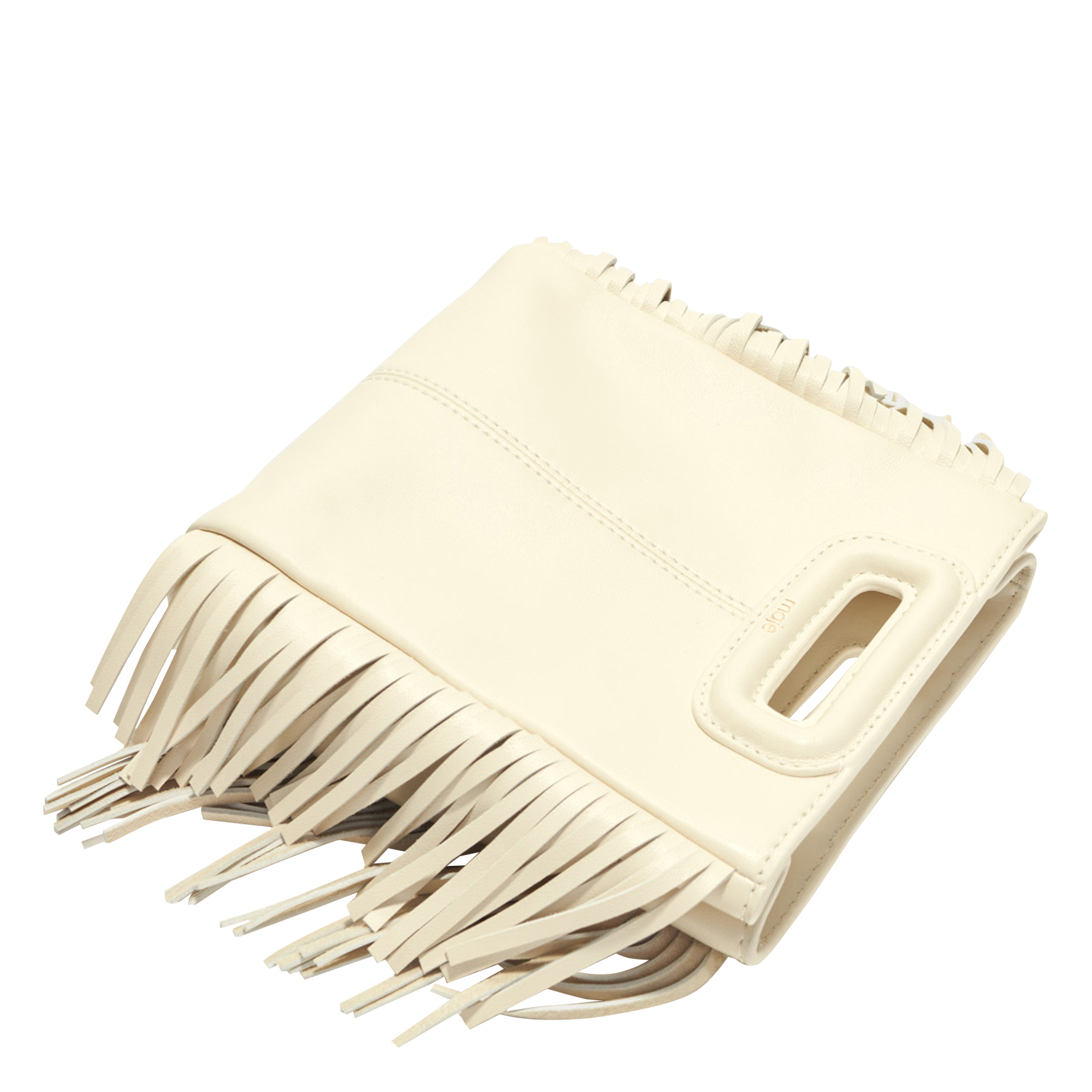 M MINI - Petit sac bandoulière à franges en cuir | Blanc