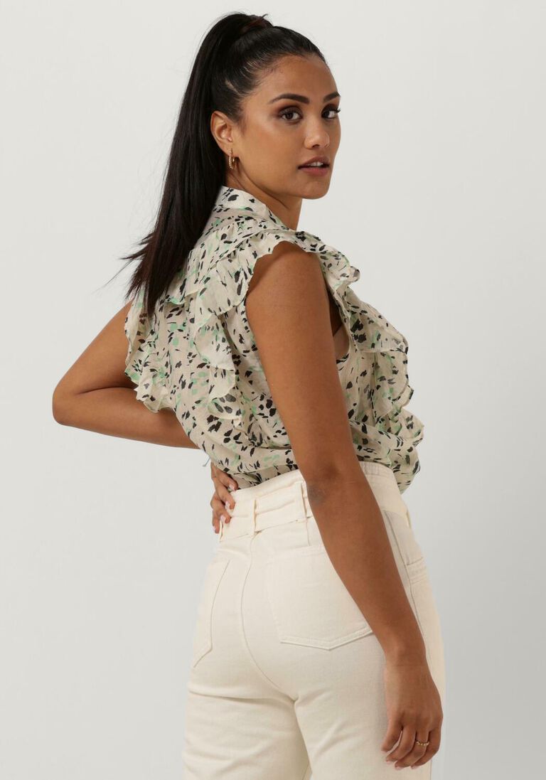 SUMMUM mint summum top blouse green spot print sleeveless