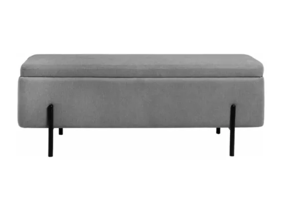 Banc moderne avec coffre de rangement tissu et pieds en métal noir Navika-Couleur Beige clair