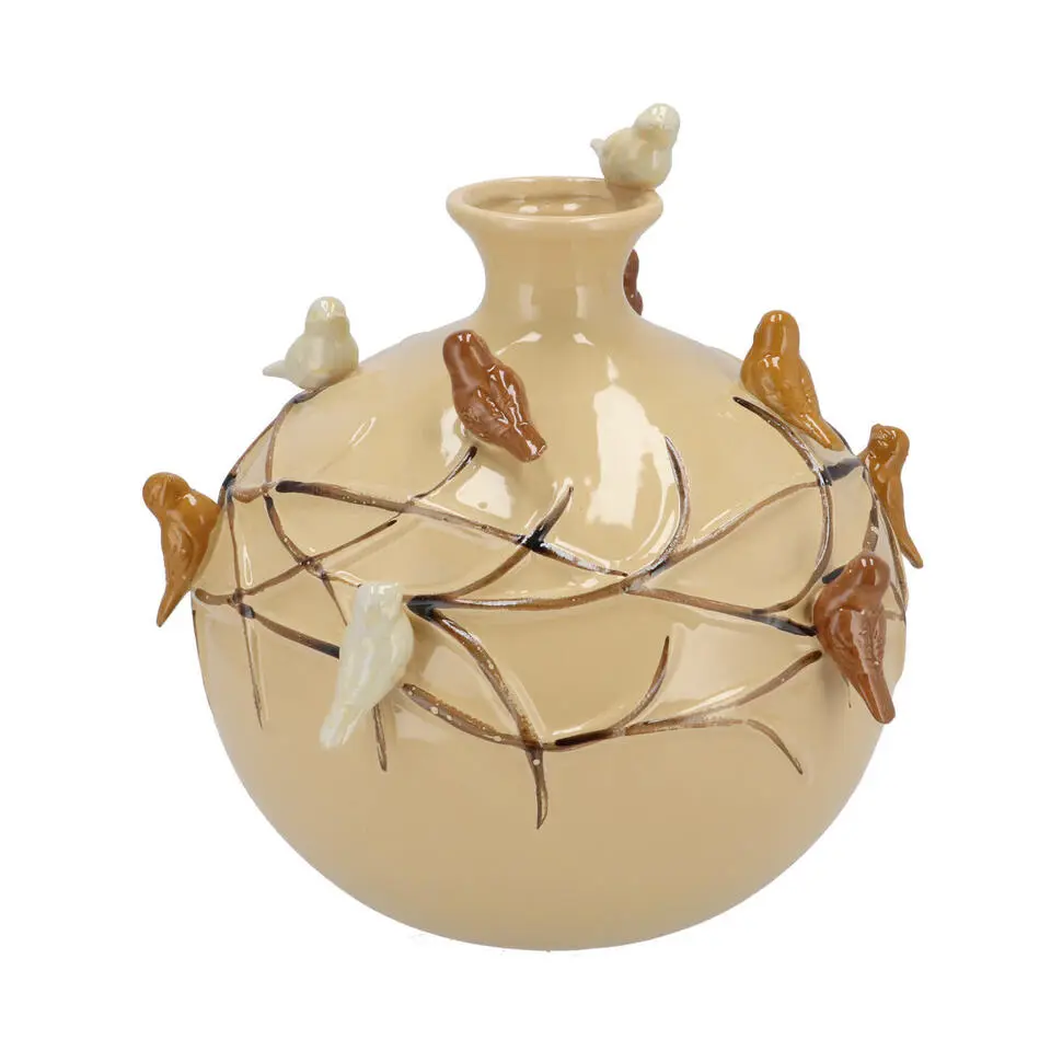 DK Design Vaas Vogels - zandkleurig - D29 x H28 cm