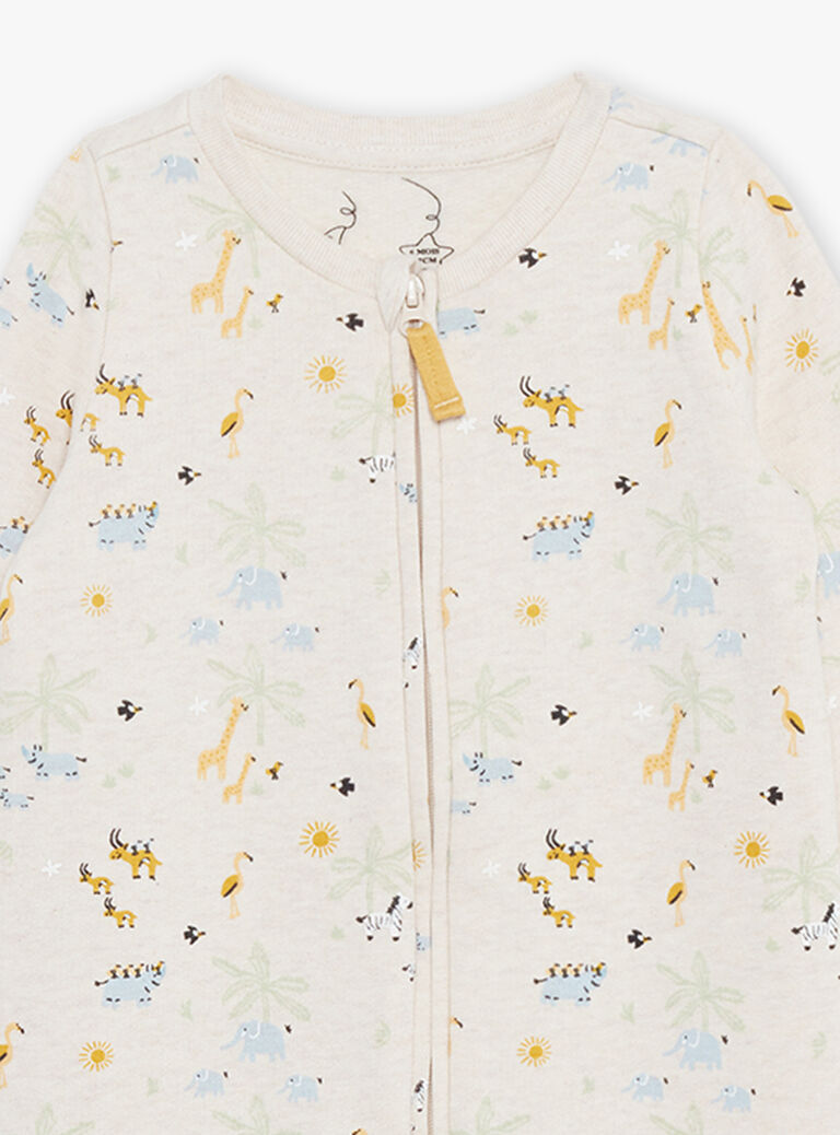 Grenouillère beige clair thème jungle