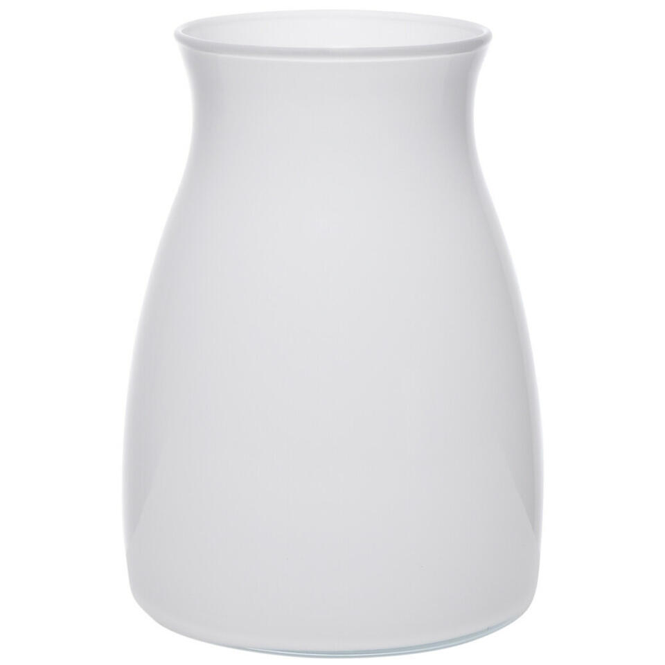 Bloemenvaas Julia - wit glans - glas - 10 x 20 cm - vaas
