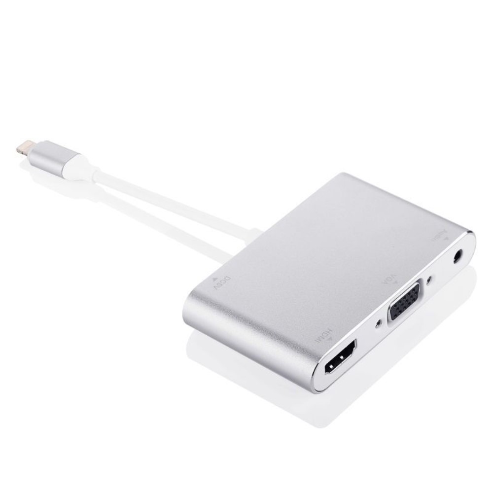 Lightning auf HDMI / VGA / Audio Hub Adapter für Apple iPhone / iPad - Silber