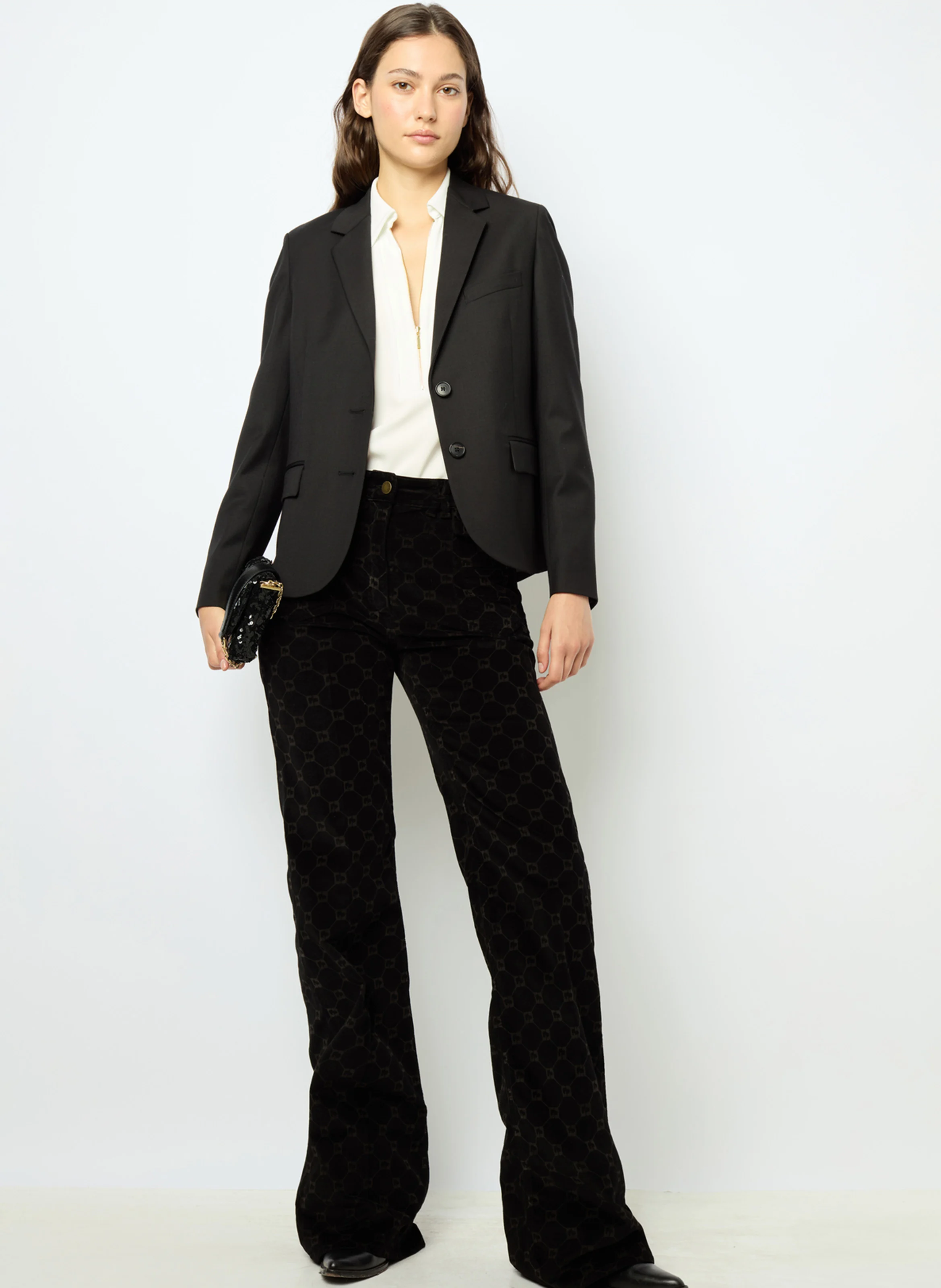 MALLORY - Veste tailleur en laine mélangée | Noir