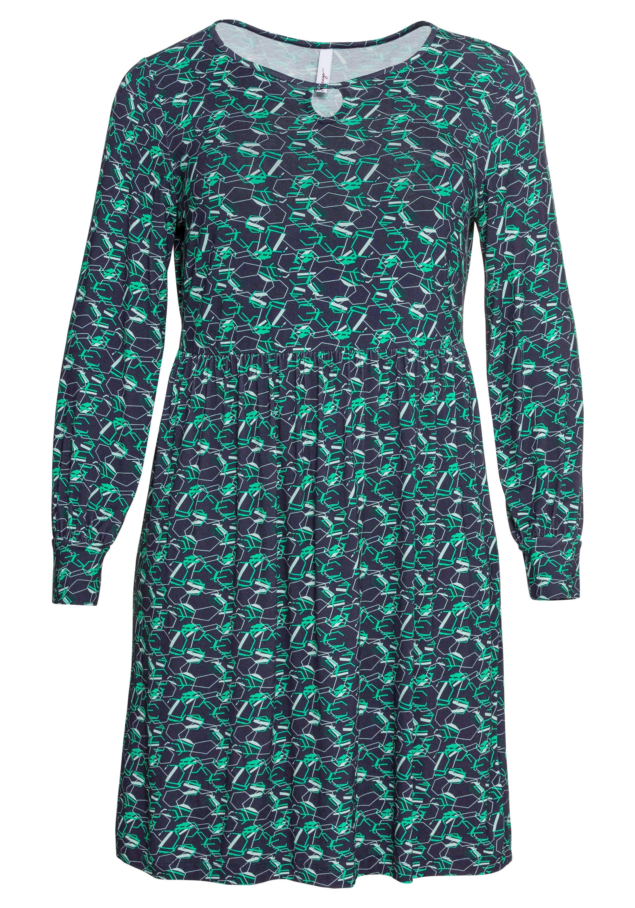 Jerseykleid mit Alloverdruck und Schlüssellochdetail