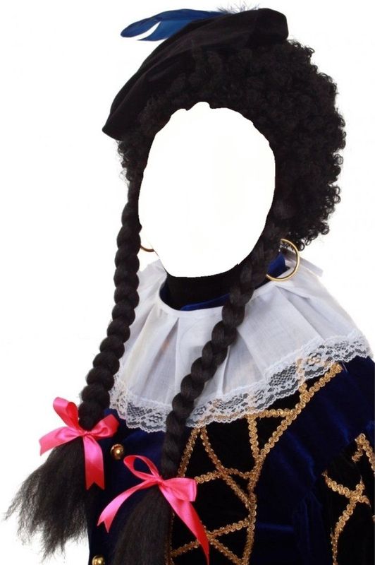 Pietenpruik - Zwart - Lange Vlechten - Carnaval