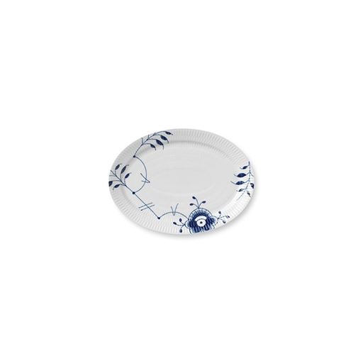 Royal Copenhagen Blå Mega Riflet Oval Tallerken, Hvid, Ø28 cm