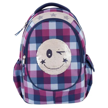 Depesche TOPModel Schulrucksack Pailletten Smiley blau