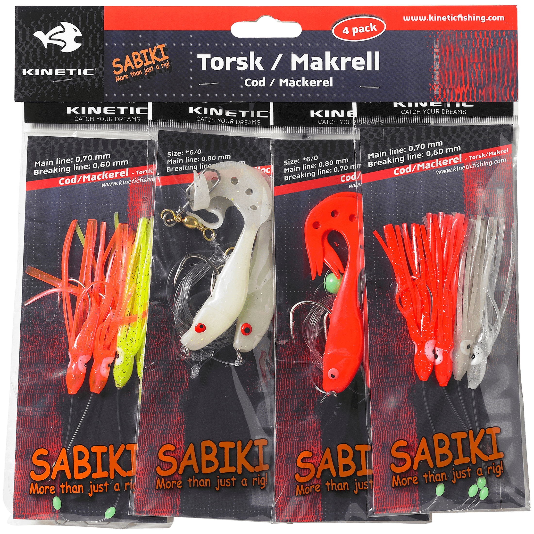 Kinetic Kinetic Sabiki Rigs 4-pack - Sluk og agn
