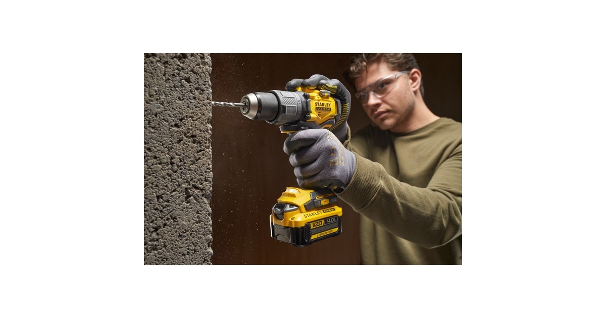 StanleyFATMAX V20 18V borstelloze schroefklopboormachine  (Geel/zwart, Accu en oplader niet inbegrepen)