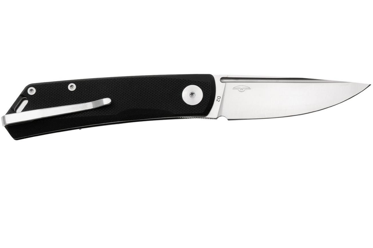 Real Steel Phantom Flipper Double Detent 7008BS Satin D2, Black G10, zakmes