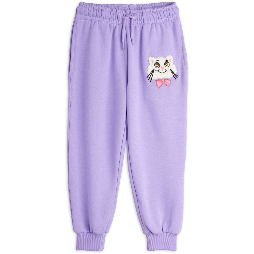 Køb Mini Rodini Purple Cat Med Bowtie Chenille Sweatpants
