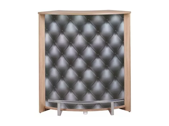 Comptoir de bar naturel et imprimé capiton noir Snack 96cm