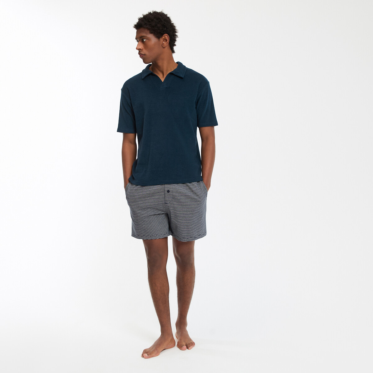 COLEÇÕES LA REDOUTE<br>Shorts de pijama, camiseta de manga curta com gola polo