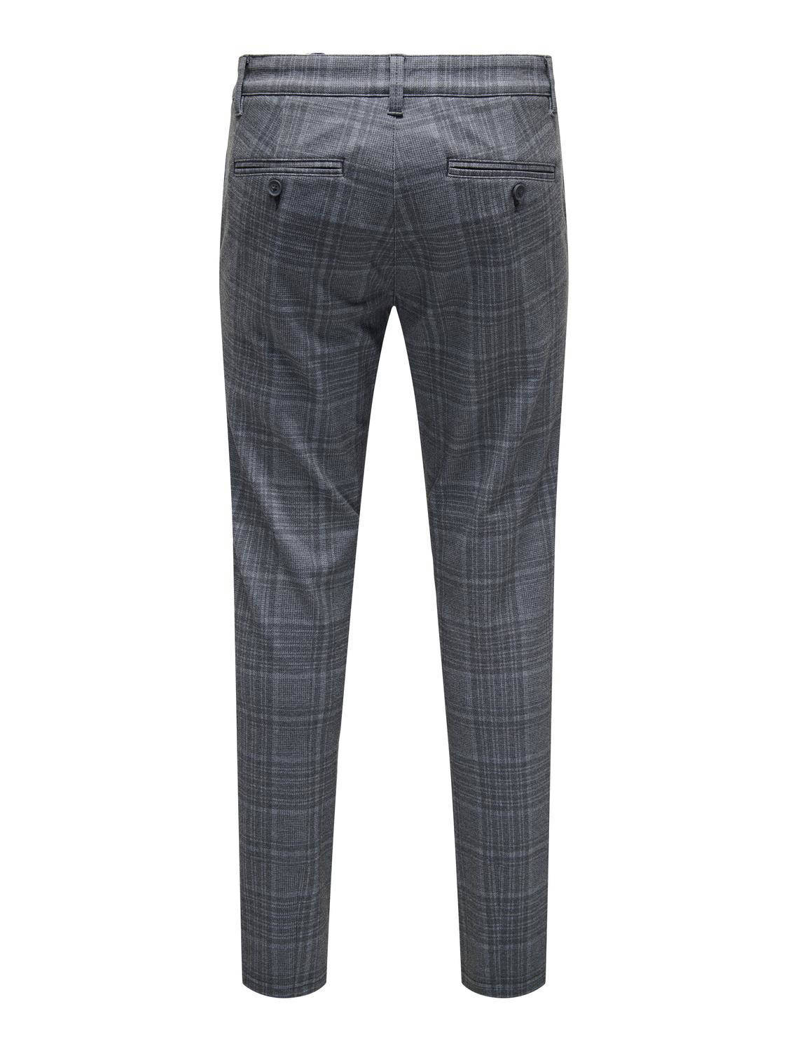 ONLY & SONS geruite slim fit pantalon grijsblauw